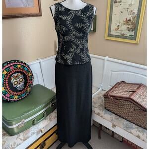 Vintage 1990s/Y2K Glitter Leaf Jessica Howard Semiformal Dress